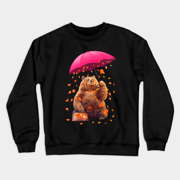 Bear with umbrella Crewneck Sweatshirt by kodamorkovkart